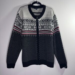 Icewear Iceland “Magnus” Nordic Fair Isle Zip-Up Sweater Jacket Scandi Style XL